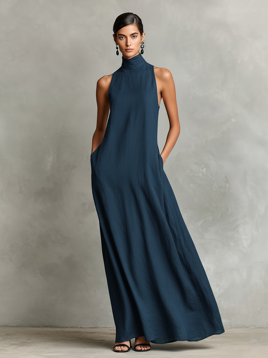 Catalina | Vestido largo negro minimalista