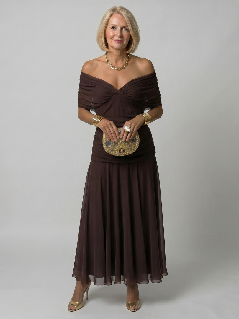 Calen | Vestido fluido con hombros descubiertos