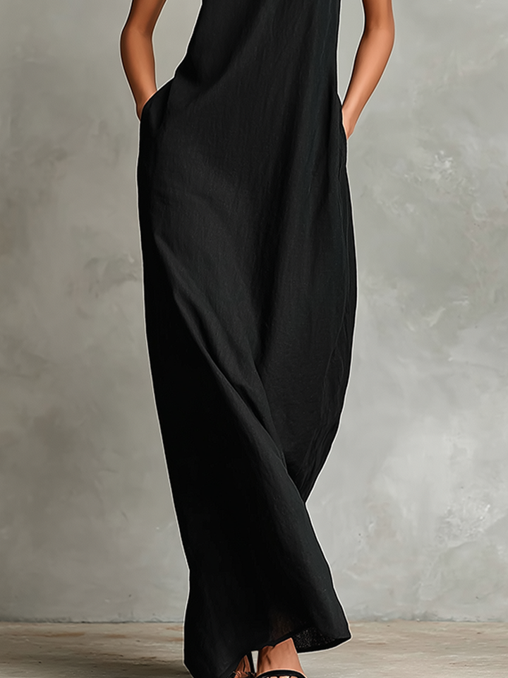 Catalina | Vestido largo negro minimalista