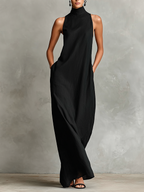 Catalina | Vestido largo negro minimalista