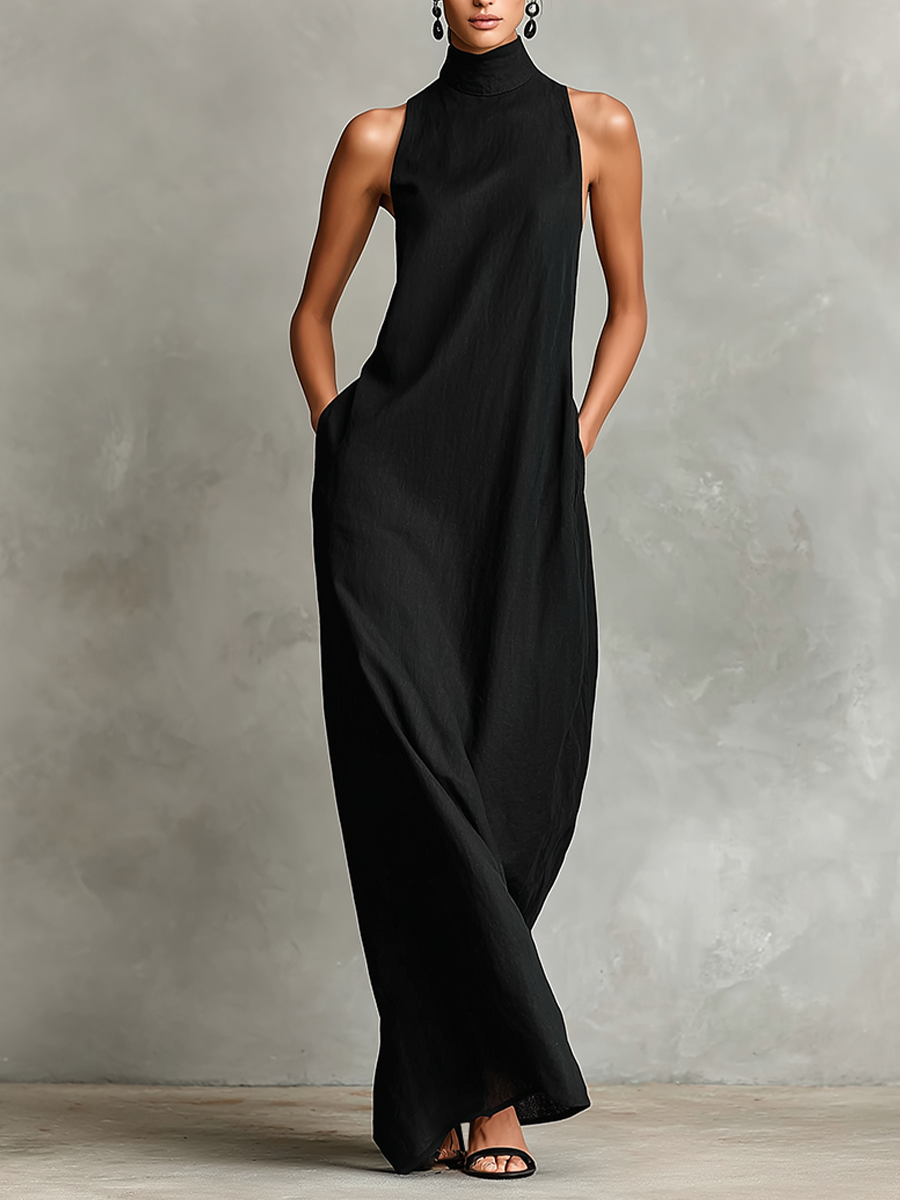 Catalina | Vestido largo negro minimalista