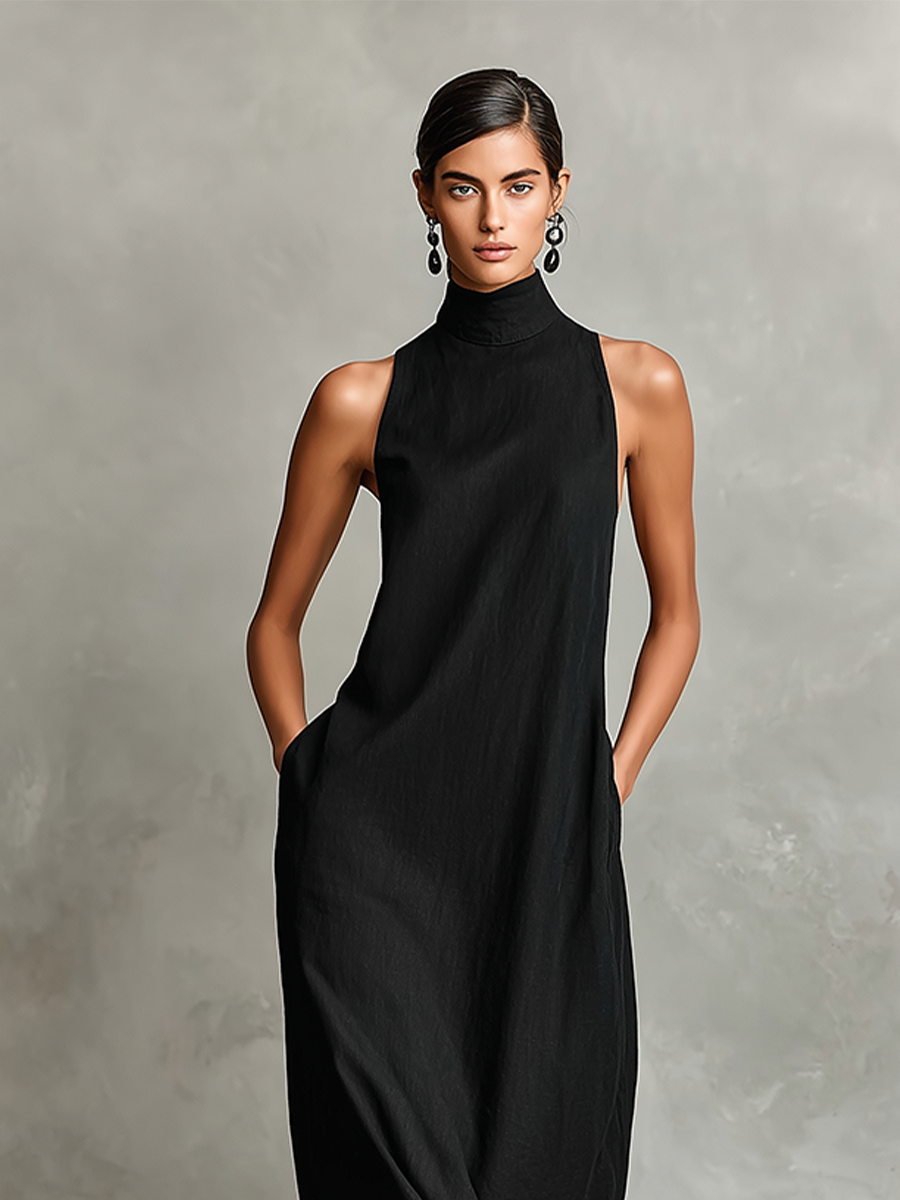 Catalina | Vestido largo negro minimalista
