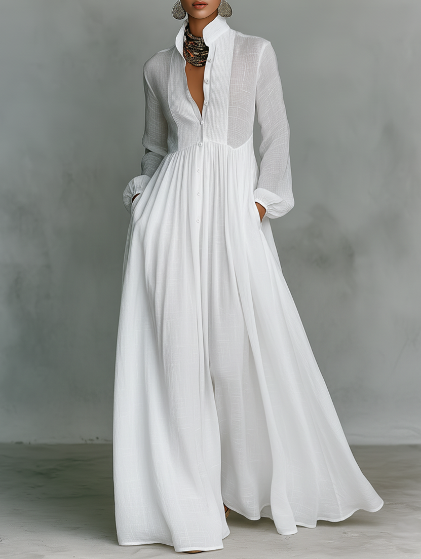 Solena | Vestido maxi fluido con botones