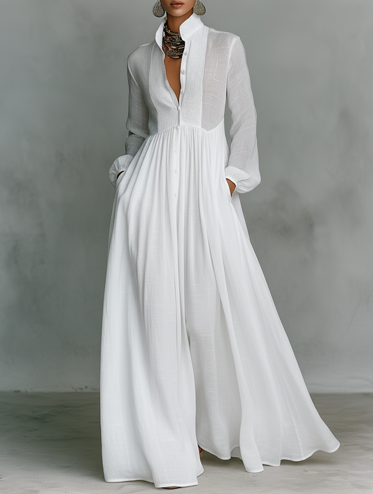 Solena | Vestido maxi fluido con botones