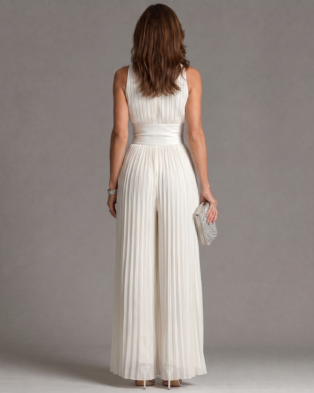 Zaira | Mono plisado cuello halter pierna ancha