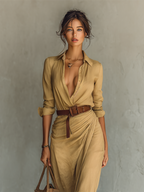 Camila | Vestido largo fluido con cinturón