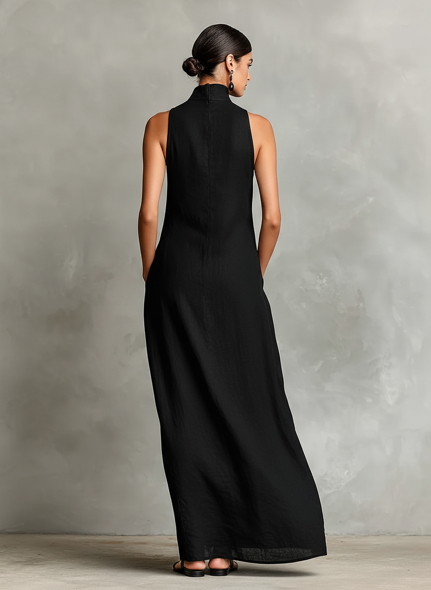 Catalina | Vestido largo negro minimalista