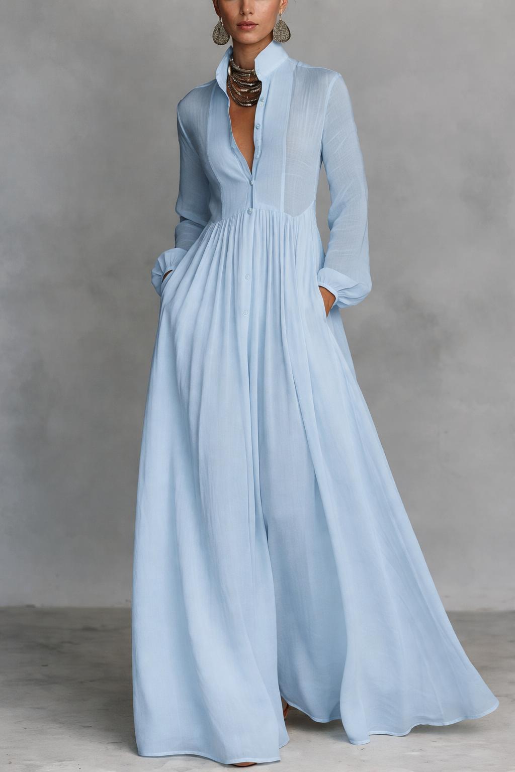 Solena | Vestido maxi fluido con botones