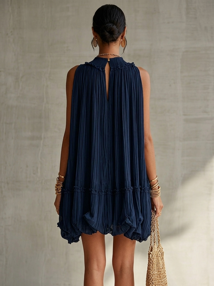 Camila | Mini vestido de chifón azul noche