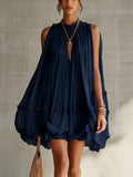 Camila | Mini vestido de chifón azul noche