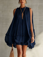 Camila | Mini vestido de chifón azul noche