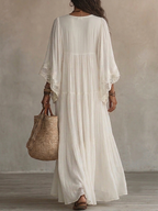 Celeste | Vestido largo de chifón marfil