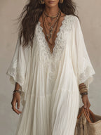 Celeste | Vestido largo de chifón marfil