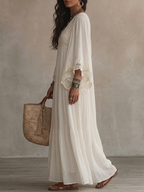 Celeste | Vestido largo de chifón marfil