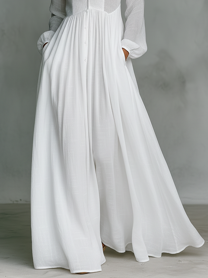 Solena | Vestido maxi fluido con botones